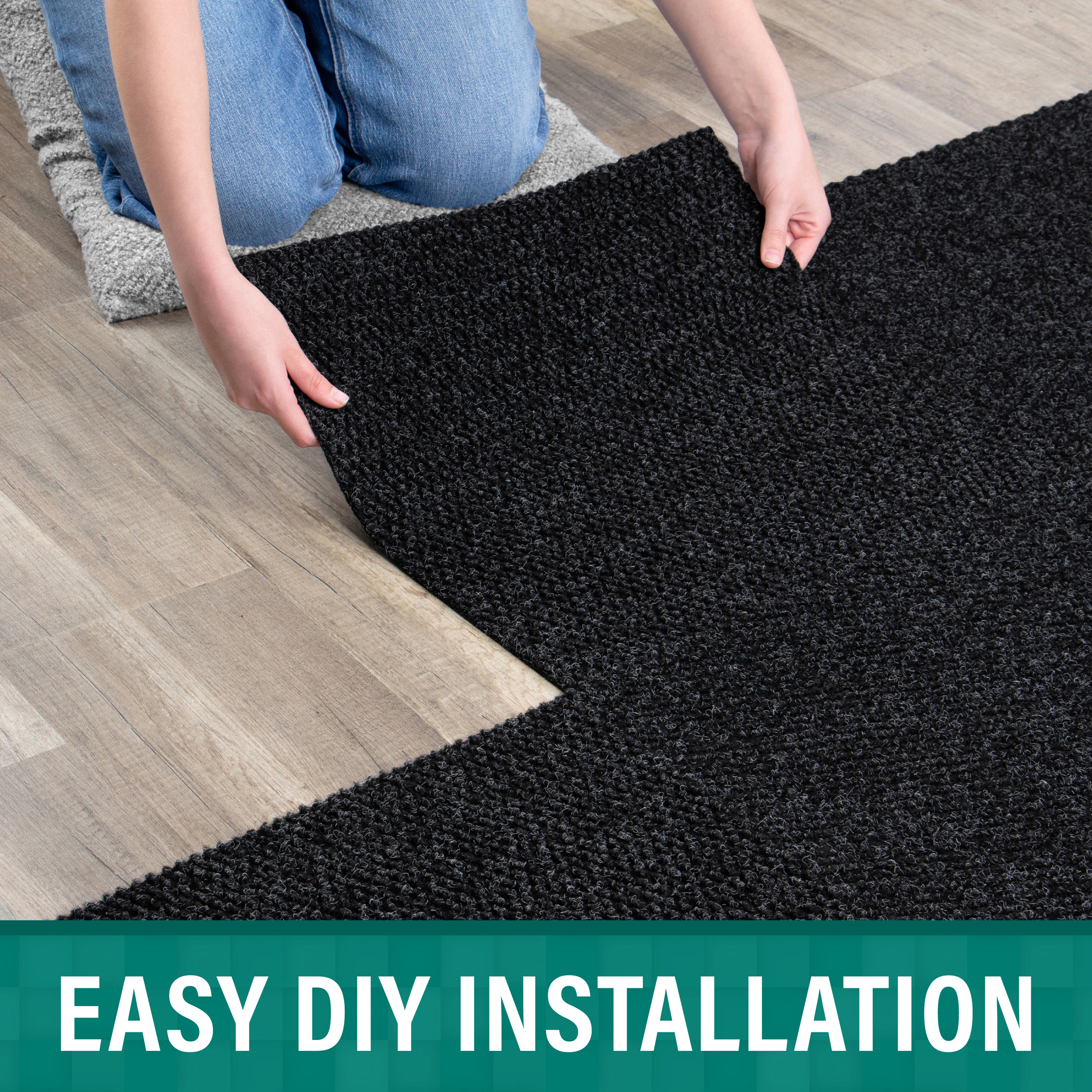 Boone Hobnail Anthracite Peel-and-Stick Carpet Tiles for Easy DIY Installation 10 Tiles Per Box
