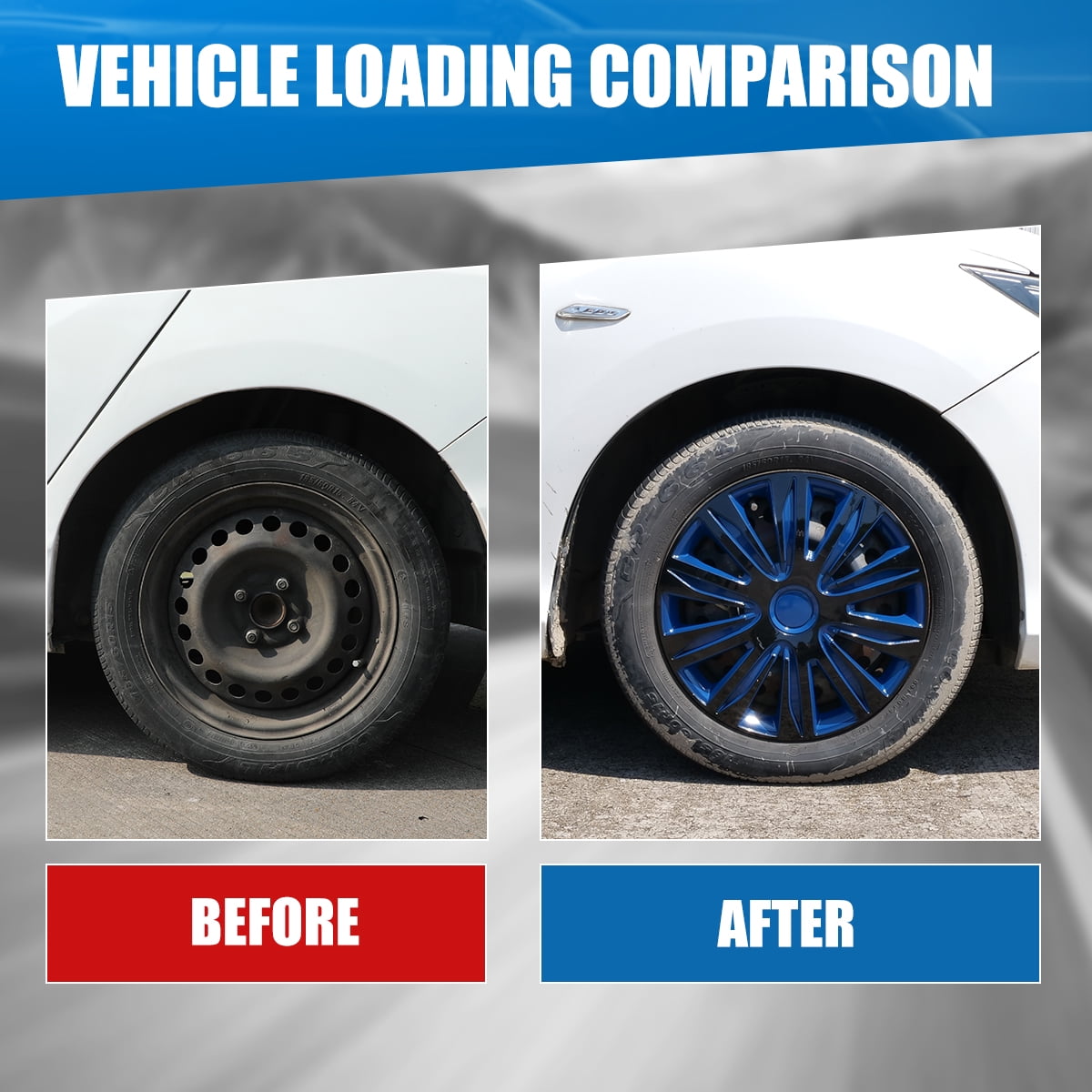 16 inch Universal Hubcap Wheels Cover Replacement for Car Truck SUV ABS&PC Hub Caps Accessories Set of 4,Black Lacquer & Blue Lacquer