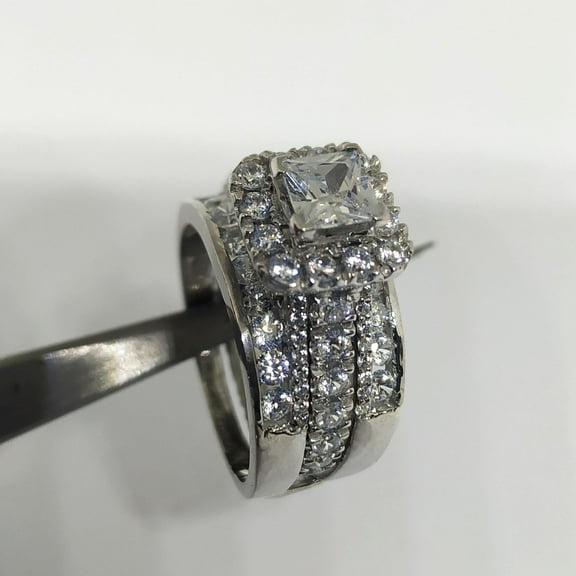 JewelryStation Princess Cut White Sapphire Engagement Enhancer Ring, 2.50CT, 925 Sterling, White Gold-Plated, Mother's Day Gifts