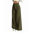 thumbnail image 3 of Corduroy Pants for Women Casual High Waisted One Buttoned Stretchy Loose Fit Wide Leg Pants with Pockets Green XXL, 3 of 9