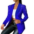 thumbnail image 4 of TKLPEHG Women's Blazers Long Sleeve Lapel Bubble Bead Lapel Suit Open Front Work Office Coats with Pockets (Blue,XXL), 4 of 8