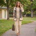 thumbnail image 4 of Textilo Women 3 Piece Outfits 3/4 Sleeve Floral Cardigan Sleeveless Top Wide Leg Pants Sweatsuit Sets Wedding Guest Pant Suits,Beige XL, 4 of 5