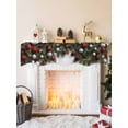 thumbnail image 2 of Christmas Mantel Scarf Fireplace Decorations for Living Room, Winter Silver Red Weeping Ball Pine Branches Fireplace Mantel Scarf Cover Runner for Halloween/Thanksgiving/Christmas Decor 90"x17", 2 of 6