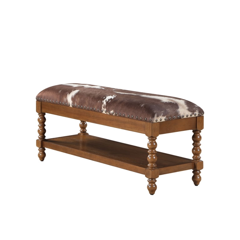 The Pioneer Woman Harper Bench, Faux Cowhide Fabric - Walmart.com
