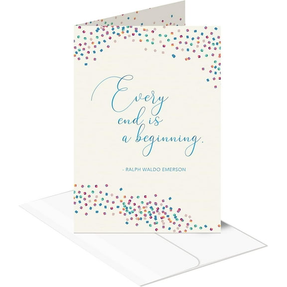 Farewell Goodbye Card with Envelope, Elegant Metallic Foil Design, Will Miss You Card, Coworker Goodbye Retirement Card, Classic 5 x 7 Inch Size (Blue Metallic)