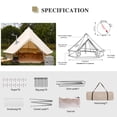 thumbnail image 2 of Bell Tent for Camping, Cotton Canvas Bell Tent with Stove Jack, Outdoor Canvas Bell Tent for Family Glamping Camping, 4 Season Tent with Zipped Removable Floor，3M，Khaki, 2 of 7