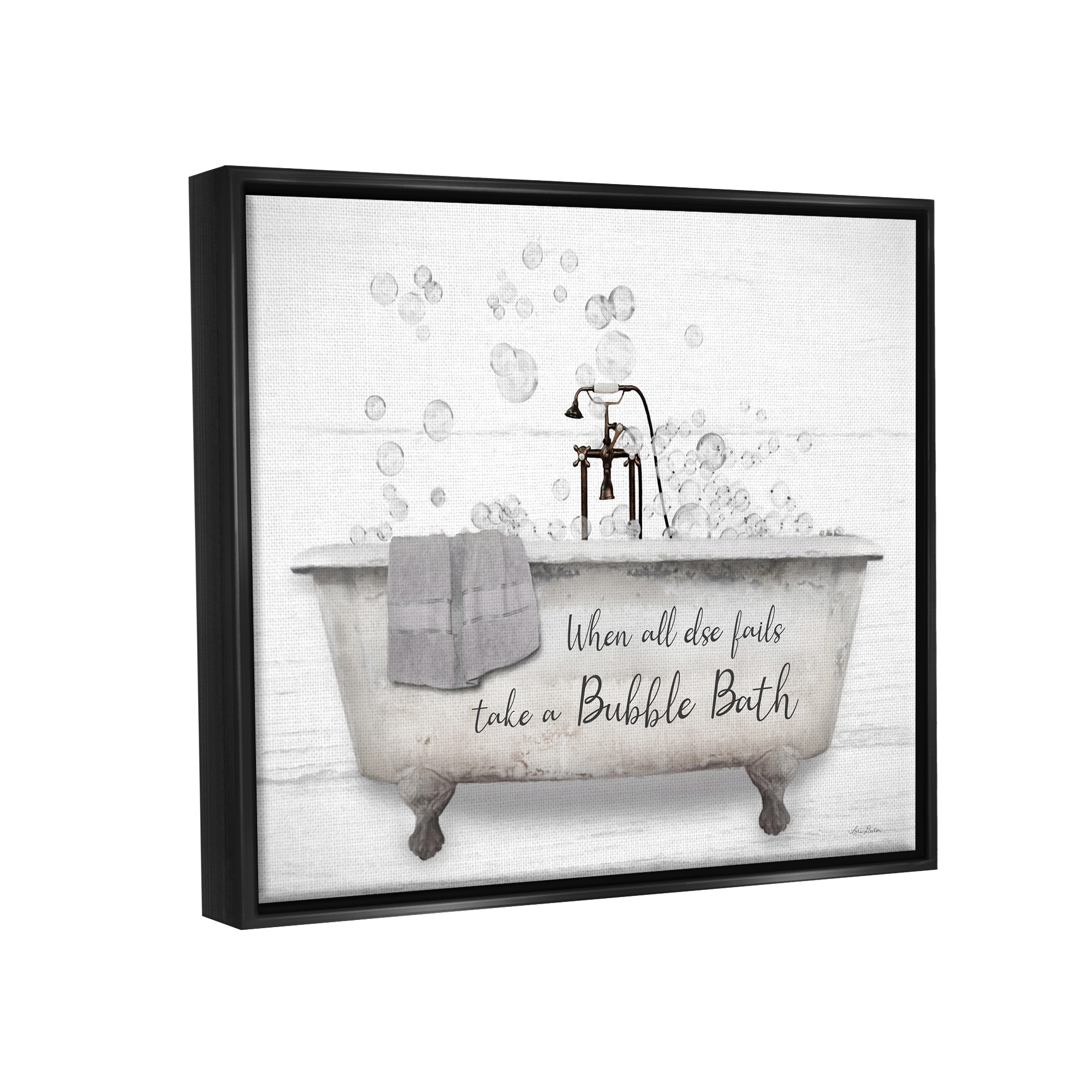 Stupell When All Fails Bubble Bath Phrase Typography Painting Black Floater Framed Art Print Wall Art