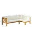 thumbnail image 2 of GDF Studio Mid-Century Modern 2 Piece Outdoor Patio Sofa Set, Left Corner Couch with Solid Wood Frame, Removable Cushions, Slat Design, Beige, 2 of 2