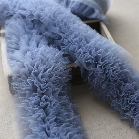 DIY Sewing Ruffle Trim, Soft Lace Trim, 12cm blue 3 Yards Lace Material Fabric for Dress Decoration
