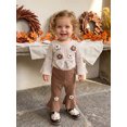 thumbnail image 4 of RUINIXCW Baby Girls Fall Outfits Long Sleeve Floral Embroidery Romper Flared Pants, 4 of 8