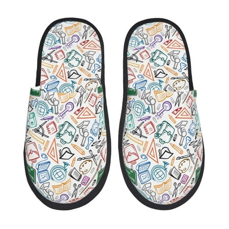 Balery Back To School Slient Indoor Furry Fleece Comfort House Shoes Soft Non-Slip Home Shoes Cotton slippers House Slippers-- Medium