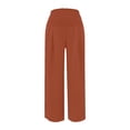 thumbnail image 4 of JIAYUE Women's Pants Ankle Length Wide Leg High Waist Palazzo Summer Flowy Beach Trousers With Pockets Casual Bottoms For Women, 4 of 6