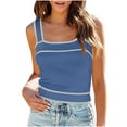 thumbnail image 1 of Yuyuzo Womens Tank Tops Sleeveless Shirts Square Neck Ribbed Knit Slim Fitted Stretchy Basic Tees, 1 of 5