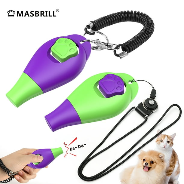 MASBRILL Dog Clickers for Training and Dog Whistle 2 in 1 with Wrist
