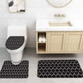 thumbnail image 4 of FMSHPON Black 4 Piece Bathroom Set Shower Curtain Bath Rug Contour Mat and Toilet Lid Cover, 4 of 7