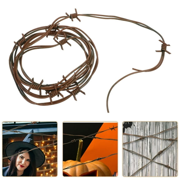XIBUFE Barb Wire Decor Fake Barbed Wire Brown PVC for Performance 1Pcs