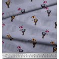 thumbnail image 2 of Soimoi Gray Heavy Satin Fabric Waves,Umbrella & Monster Cartoon Decor Fabric Printed Yard 54 Inch Wide, 2 of 3