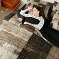 thumbnail image 4 of Manfei Modern Geometeic Square 7-Piece Bedding Comforter Set,Abstract Plaid King Bedding Sets,Brown Beige Bed Sheets For Teens,Breathable Home Decor Reversible, 4 of 8