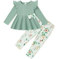 thumbnail image 2 of SANMIO Toddler Girl Clothes Long Sleeves Ruffle Top Floral Pants Cute Fall Winter Daily Casual Toddler Outfits, 2 of 6