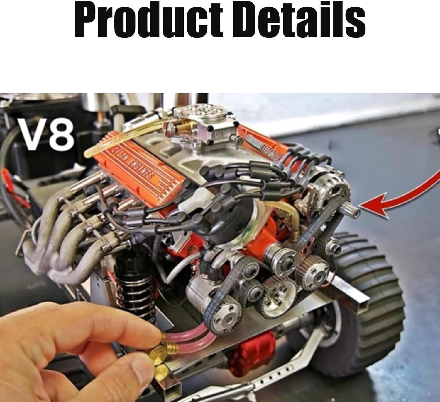 Cison V8 Engine Kit Gas, Gasoline Ohv V8 Small-Block Engine Model Kits, Mini V8 Engine Kits That Runs, Build Your Own Stem V8 Model Engine for Adults, 4-Stroke 44cc Water-Cooled 1/6(Blue)
