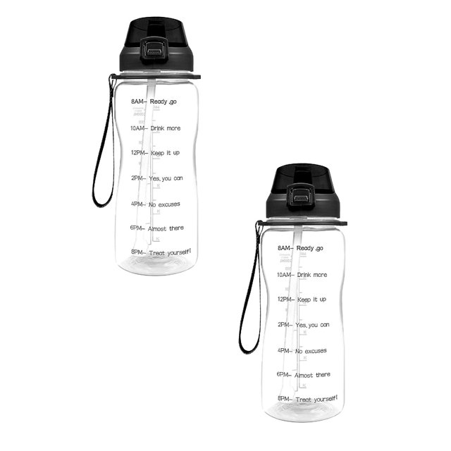 Oleegame 2PC Glass Bottle Material Round Cap 2L Large Capacity Portable Outdoor Sports Water Bottle Clear