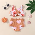 thumbnail image 6 of Douhoow Baby Girls 2 Piece Swimsuits, Reversible Flower Heart Print Front Knotted Vest+Shorts, 6 of 9
