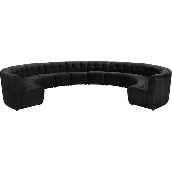 Meridian Furniture Limitless Black Velvet Modular 12 Piece Sectional