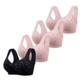 thumbnail image 2 of Women's Non Ring Non Marking Back Lifting Breasts Gathered Underwear Soft Skin Friendly Front Open Buckle Bra 4 PC, 2 of 6