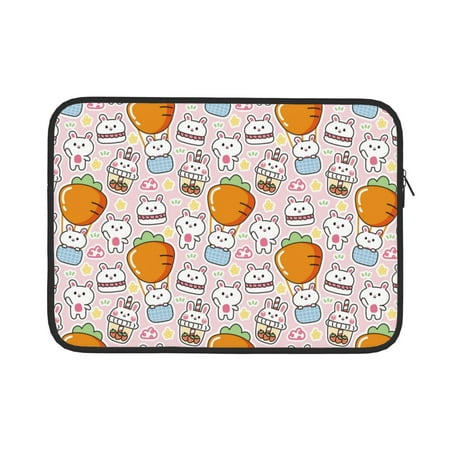 Cauagu Cartoon Cute Rabbit Print Laptop Sleeve Case Laptop Cover Portable Laptop Sleeve Briefcase Carrying Computer Bag Fits for 13-15 MacBook/HP/Dell/Lenovo/Acer-15 inch