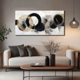 thumbnail image 4 of Black White Gold Foil Circle Canvas Wall Art, Abstract Circular Brushstroke Print Wall Decor, 48x24 Inches Minimalist Picture for Living Room Bedroom Office Home Decoration, 4 of 8
