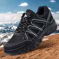 thumbnail image 4 of Mens Outdoor Hiking Shoes, Breathable Mesh PU Faux Leather Upper, Non Slip Rubber Sole, Lightweight Shock Absorbing Trail Sneakers for Men Black,Size 6.5, 4 of 9