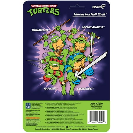 Super7 - ReAction 3.75 in Plastic Teenage Mutant Ninja Turtles Action Figure - Toon Raphael - Multicolor