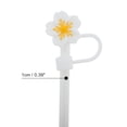 thumbnail image 2 of Unique Bargains 4 Pcs Begonia Flower Straw Cover Cap for Office White Yellow Silicone, 2 of 5