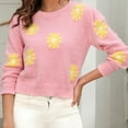 thumbnail image 2 of Lovskoo Sweaters for Women Comfortable Little Daisy Printing Long Sleeve Round Neck Sweater Top Pink, 2 of 6