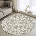 thumbnail image 2 of Spring Flowers Large Area Rugs for Bedroom Living Room, Soft Non Slip Carpet Bedside Rug, Farmhouse Sage Green Pastoral Floral Leaf Round Floor Cover Kitchen Accent Rug 4' for Dining Room/Office, 2 of 9
