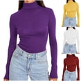 thumbnail image 1 of Sentmoon Hauts à Manches Longues pour Femmes, Confortables, Couleur Unie, Col Rond, sous-Couche pour Temps Froid et Usage Quotidien, Rouge TTTTG, 1 of 8