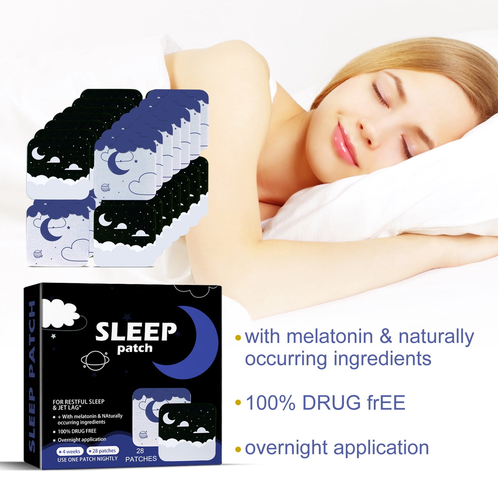 Alvantor Sleep Patches Lavender Chamomile Night Relaxation Restorative Sleep Aid for Travel Home Use, 28pcs