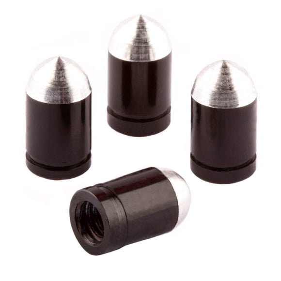 Tapas de válvula Presta de Bike Bits - Uso en válvulas PrestaFrench (paquete de 4) (forma de bala negra)