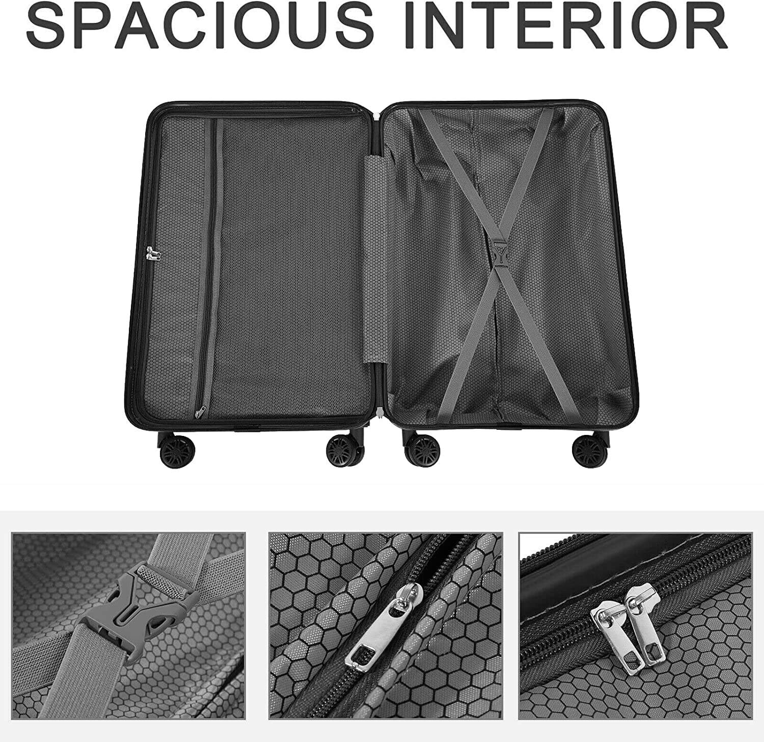 Hikolayae Border Collection Hardside Spinner Luggage Sets in Argent Silver, 3 Piece - TSA Lock - image 5 of 5