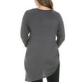thumbnail image 2 of 24seven Comfort Apparel Women's Plus Size Long Sleeve Knee Length Asymmetrical Tunic Top, 2 of 4