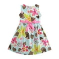 thumbnail image 3 of Girls Dress Blue Flower Print Children Clothing 2-3, 3 of 4