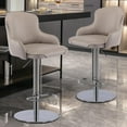 thumbnail image 3 of Aulife Bar Stools Adjustable Stainless Steel Swivel Barstools Modern Faux Leather Upholstered Bar Chair with Back&Footrest for Bar Kitchen Counter Grey 1PC, 3 of 7