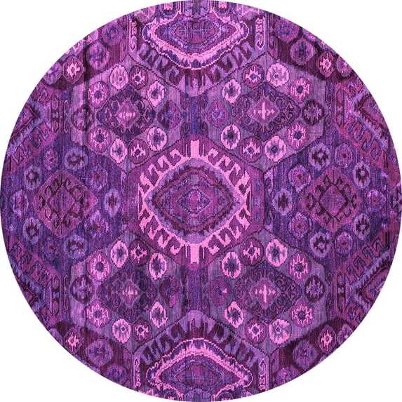 Ahgly Company Indoor Round Abstract Pink Modern Area Rugs, 7' Round