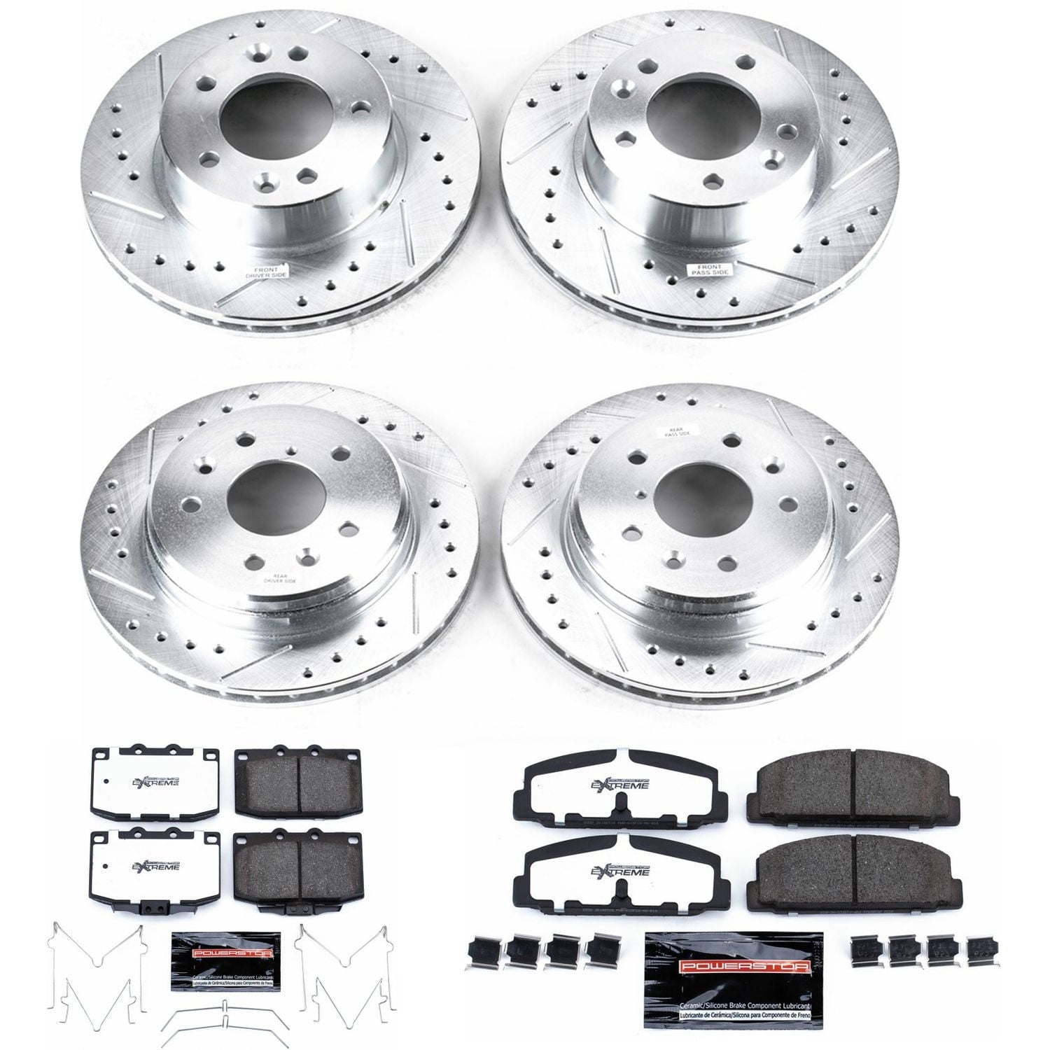 PowerStop Front and Rear Z26 Street Warrior Carbon-Fiber Ceramic Brake Pad and Drilled and Slotted Rotor Kit Fits: MAZDA Select Models K471-26