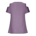 thumbnail image 4 of HAPIMO Women's Trendy Loose Pullover Clearance Casual Relaxed Workout Blouses Solid Color V Neck Shirts for Teen Girls Summer Tees Cold Shoulder Sleeve Purple L, 4 of 6