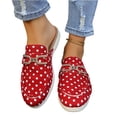 thumbnail image 3 of Mules for Women Almond Toe Faux Leather Flats Slip-on Comfort Backless Loafers Buckle Mule Shoes, 3 of 5