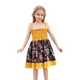thumbnail image 1 of Robes pour Filles Bébé Tout-Petits Filles Été Imprimé Floral Robe à Bretelles Légère Décontractée avec Attaches Réglables pour Plage Robe Ado Fille Jaune 5 Ans-6 Ans, 1 of 4