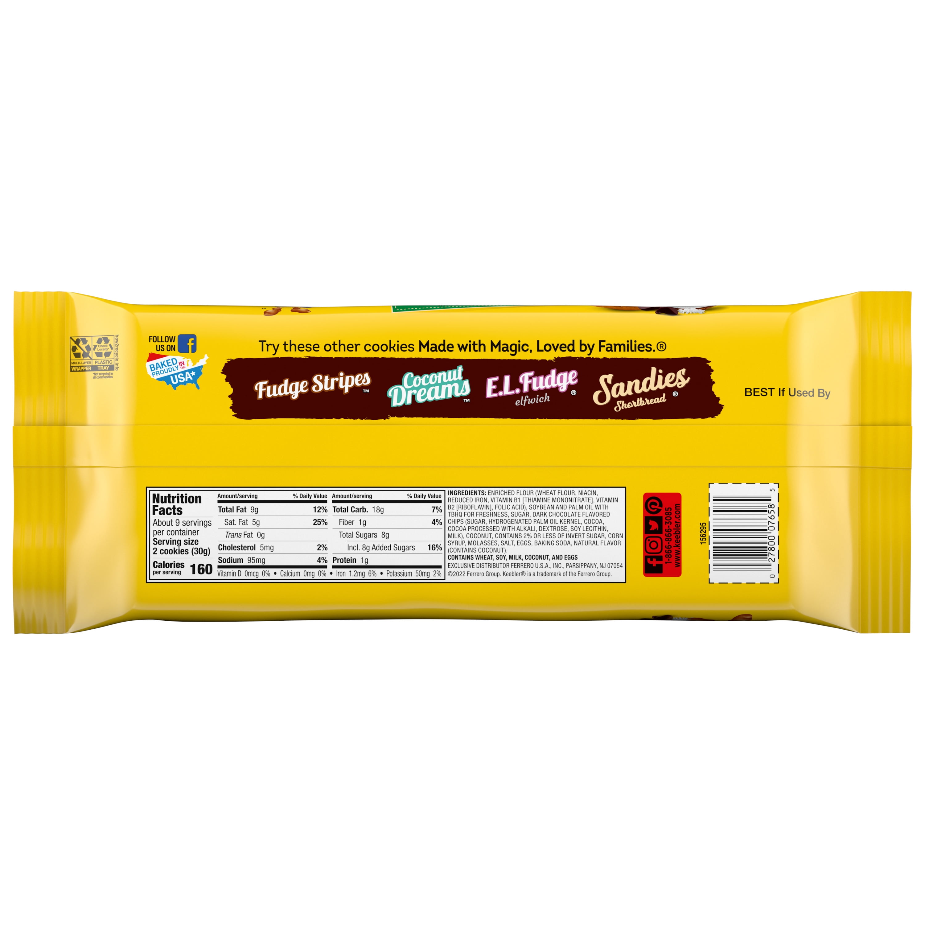 Keebler Chips Deluxe Coconut Cookies, 9.45oz (Pack of 6)