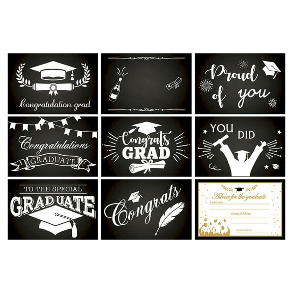Graduation Advice Cards, Ongmies Graduation Advice Cards 2025 Pack of 8 | Black and Gold Advice for The Graduate Cards 2025 | Black and Gold Graduation Decorations 2025 | Grad Decorations