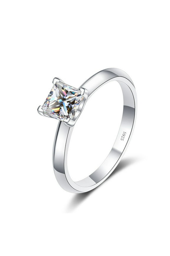 Moissanite Ring for Women 2ct Princess Cut D Color VVS1 White/Green/Pink Diamond Ring Moissanite Engagement Anniversary Promise Wedding Rings for Women with Certificate